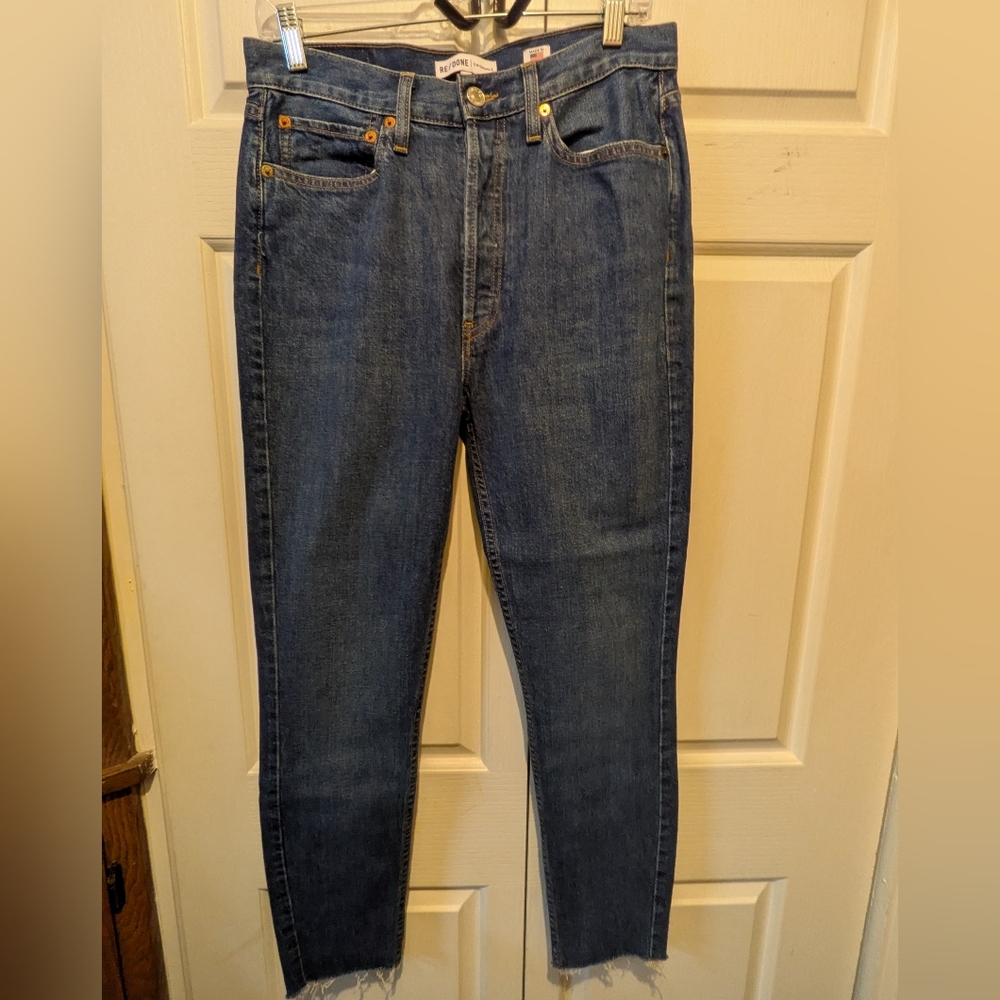 RE/DONE Women's Blue Jeans High Rise Ankle Cropped Skinny Size 30 EUC!